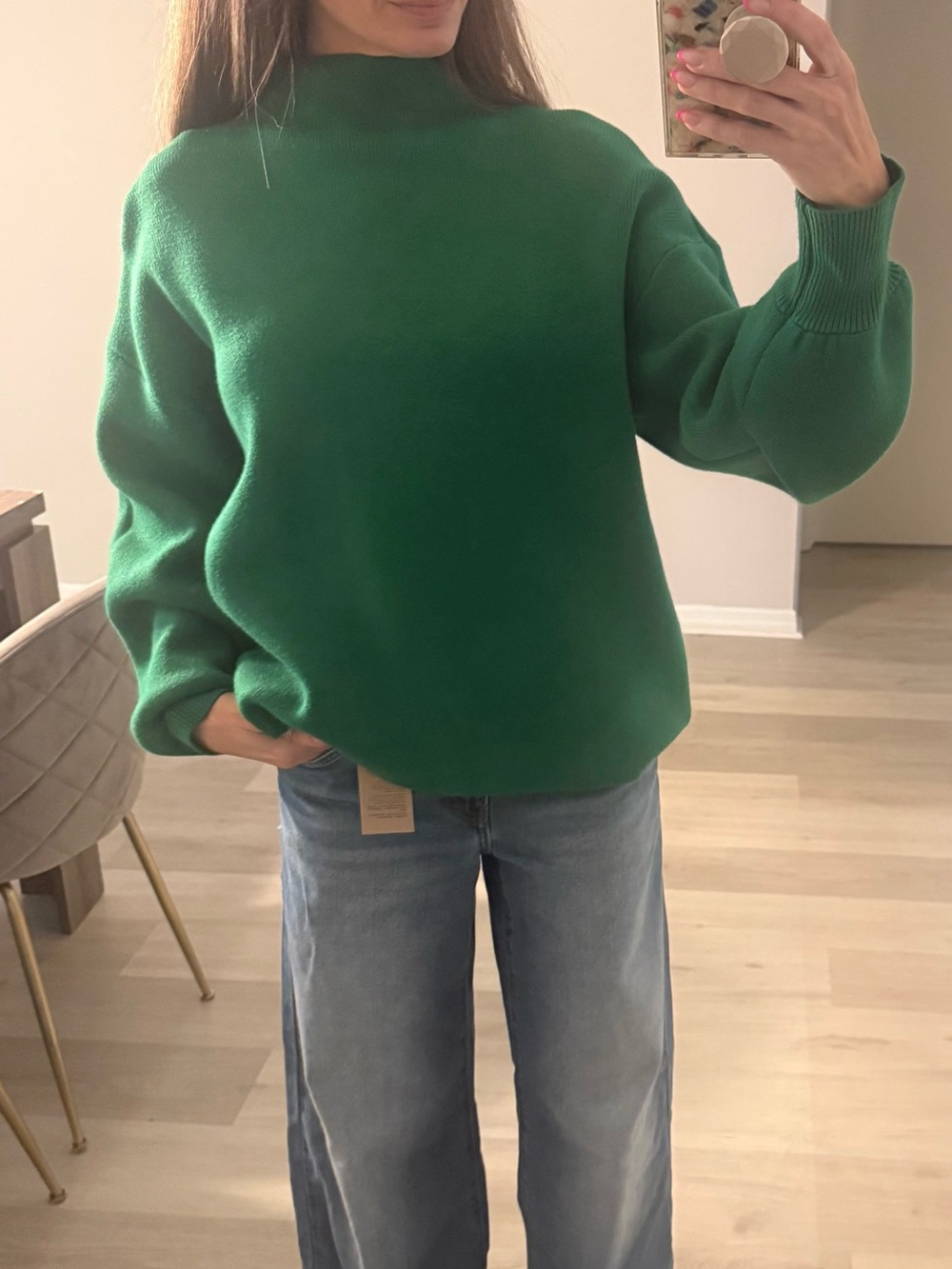 Vici Green Cowl/Turtleneck Sweater